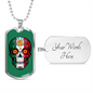 Calavera Mexicana Flag, Mexican Skull Flag Necklace, Dia de los Muertos, Mexican Skull Flag Gift For Men, Mexican Flag