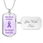 End Alz Dog Tag Necklace, Support Alzheimer's Jewelry, Alzheimer's Purple Ribbon Necklace, End Alz Jewelry, Alzheimer's In Memory Of Loved One