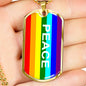 Pride and Peace Flag Necklace LGBTQ Peace Necklace with the Option to Engrave - TreasureNoni