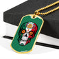 Calavera Mexicana Flag, Mexican Skull Flag Necklace, Dia de los Muertos, Mexican Skull Flag Gift For Men, Mexican Flag