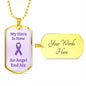 End Alz Dog Tag Necklace, Support Alzheimer's Jewelry, Alzheimer's Purple Ribbon Necklace, End Alz Jewelry, Alzheimer's In Memory Of Loved One