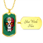Calavera Mexicana Flag, Mexican Skull Flag Necklace, Dia de los Muertos, Mexican Skull Flag Gift For Men, Mexican Flag