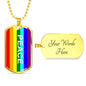 Pride and Peace Flag Necklace LGBTQ Peace Necklace with the Option to Engrave - TreasureNoni