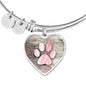 Paw Print Heart Charm Bracelet, Dog Lovers Bracelet, Dog Mom Bracelet - TreasureNoni