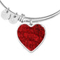 Red Roses Heart Pendant Bracelet with the Option to Engrave - TreasureNoni