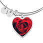 Red Rose Heart Charm Bracelet with the Option to Engrave - TreasureNoni