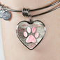Paw Print Heart Charm Bracelet, Dog Lovers Bracelet, Dog Mom Bracelet - TreasureNoni