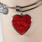 Red Roses Heart Pendant Bracelet with the Option to Engrave - TreasureNoni