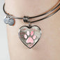 Paw Print Heart Charm Bracelet, Dog Lovers Bracelet, Dog Mom Bracelet - TreasureNoni