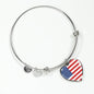 American Flag Bracelet, American Flag Heart Pendant Bracelet - TreasureNoni
