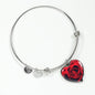 Red Rose Heart Charm Bracelet with the Option to Engrave - TreasureNoni