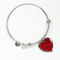 Red Roses Heart Pendant Bracelet with the Option to Engrave - TreasureNoni