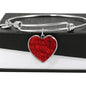 Red Roses Heart Pendant Bracelet with the Option to Engrave - TreasureNoni