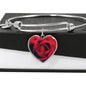Red Rose Heart Charm Bracelet with the Option to Engrave - TreasureNoni