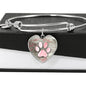 Paw Print Heart Charm Bracelet, Dog Lovers Bracelet, Dog Mom Bracelet - TreasureNoni