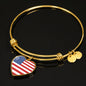 American Flag Bracelet, American Flag Heart Pendant Bracelet - TreasureNoni