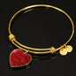 Red Roses Heart Pendant Bracelet with the Option to Engrave - TreasureNoni