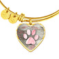 Paw Print Heart Charm Bracelet, Dog Lovers Bracelet, Dog Mom Bracelet - TreasureNoni