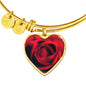Red Rose Heart Charm Bracelet with the Option to Engrave - TreasureNoni