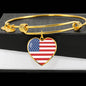 American Flag Bracelet, American Flag Heart Pendant Bracelet - TreasureNoni