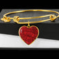 Red Roses Heart Pendant Bracelet with the Option to Engrave - TreasureNoni