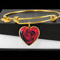 Red Rose Heart Charm Bracelet with the Option to Engrave - TreasureNoni