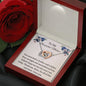 Single Mom Heart Pendant Necklace, Interlocking Design with Message Card, Perfect Gift from Son
