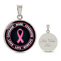 Breast Cancer Support Circle Necklace, Pink Ribbon Survivor Gift, Courage Hope Strength Love, Engravable Stainless Steel or 18K Gold Finish