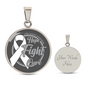 Lung Cancer Support Necklace with White Ribbon, Hope Faith Cure Circle Pendant, Personalized Cancer Awareness Gift, Engraving Available