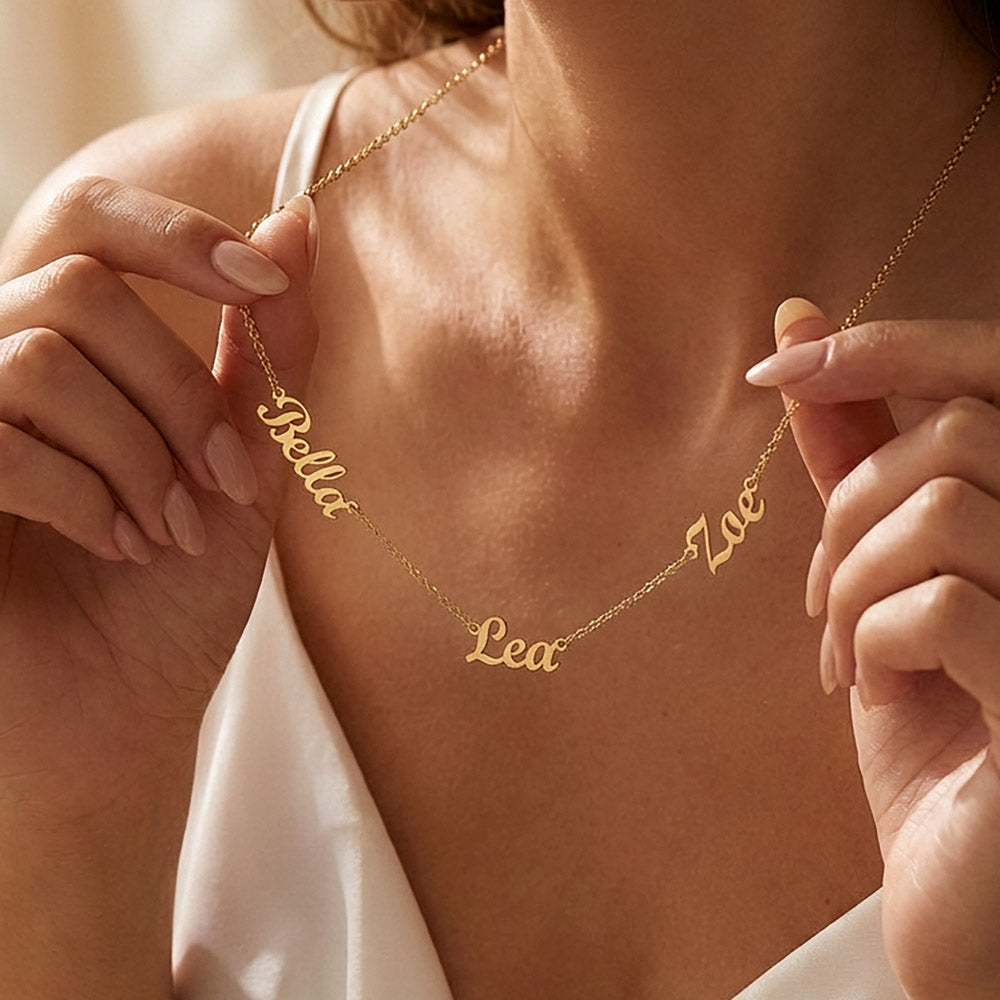 Custom Name Necklace for Mom, Grandma, Personalized Children’s Names Necklace, Stainless Steel or 18K Gold Finish, Best Friends Jewelry