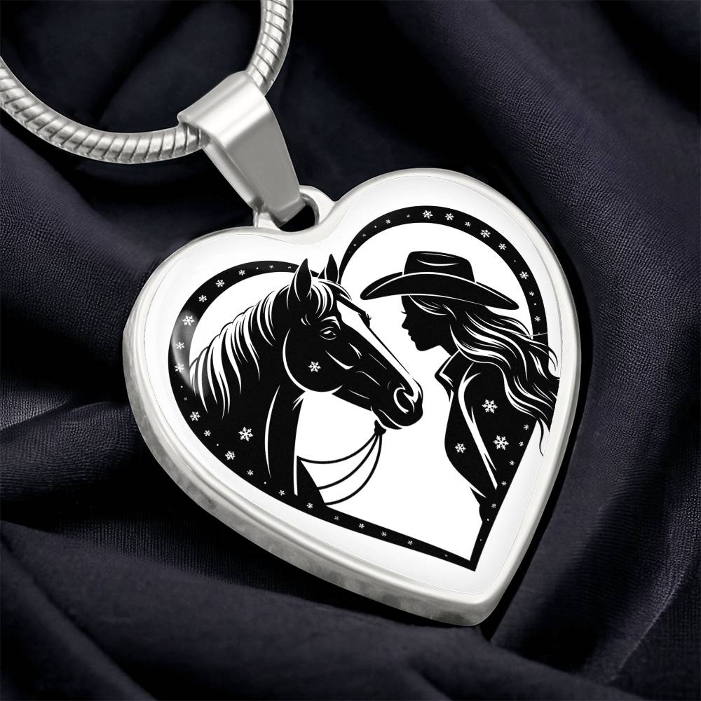 Horse Lover Cowgirl Heart Pendant-Cowgirl and Horse Heart Necklace – Western Jewelry for Women, Country Girl Gift