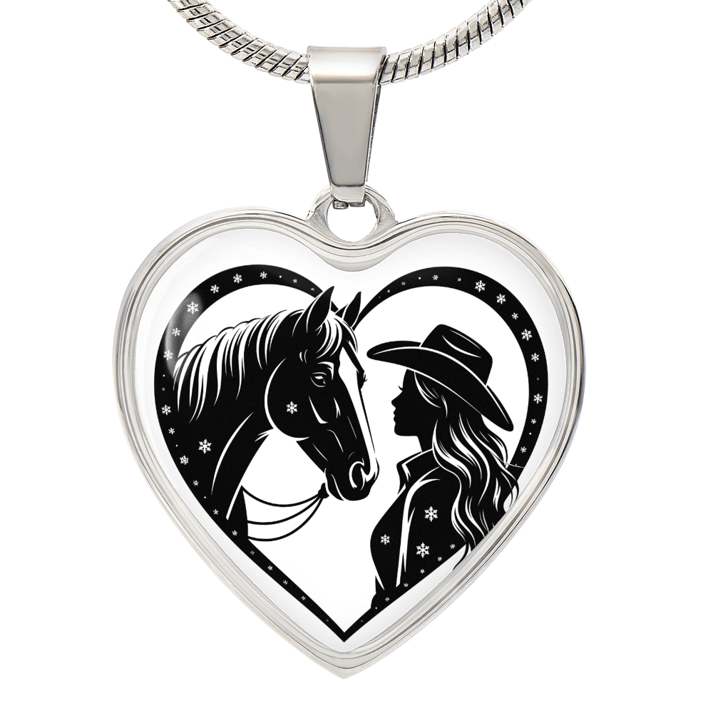 Horse Lover Cowgirl Heart Pendant-Cowgirl and Horse Heart Necklace – Western Jewelry for Women, Country Girl Gift