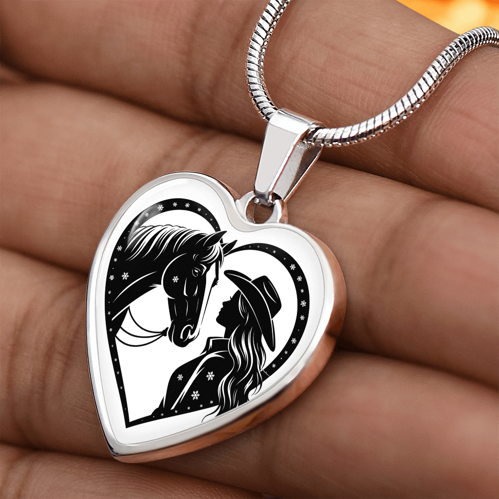 Horse Lover Cowgirl Heart Pendant-Cowgirl and Horse Heart Necklace – Western Jewelry for Women, Country Girl Gift