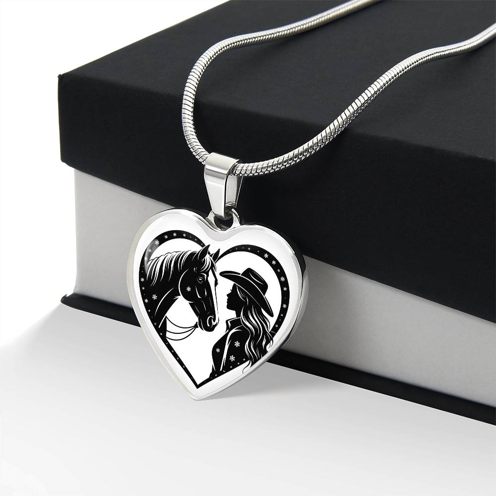Horse Lover Cowgirl Heart Pendant-Cowgirl and Horse Heart Necklace – Western Jewelry for Women, Country Girl Gift