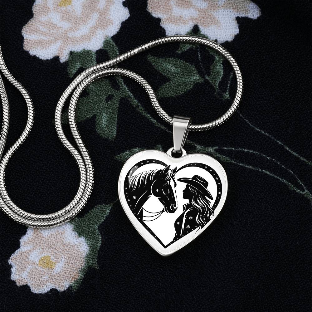 Horse Lover Cowgirl Heart Pendant-Cowgirl and Horse Heart Necklace – Western Jewelry for Women, Country Girl Gift