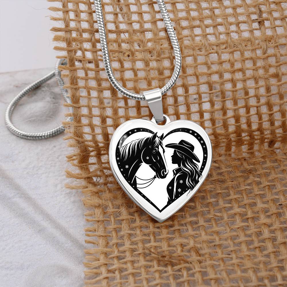 Horse Lover Cowgirl Heart Pendant-Cowgirl and Horse Heart Necklace – Western Jewelry for Women, Country Girl Gift