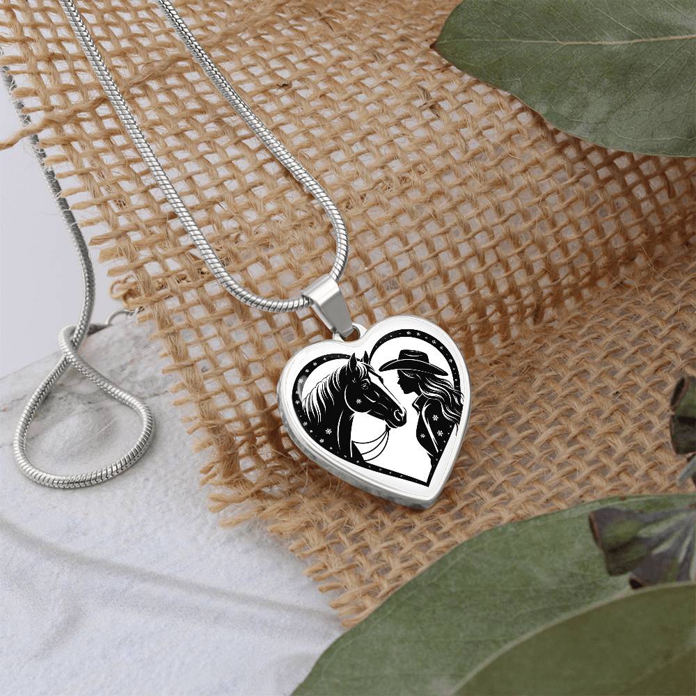 Horse Lover Cowgirl Heart Pendant-Cowgirl and Horse Heart Necklace – Western Jewelry for Women, Country Girl Gift
