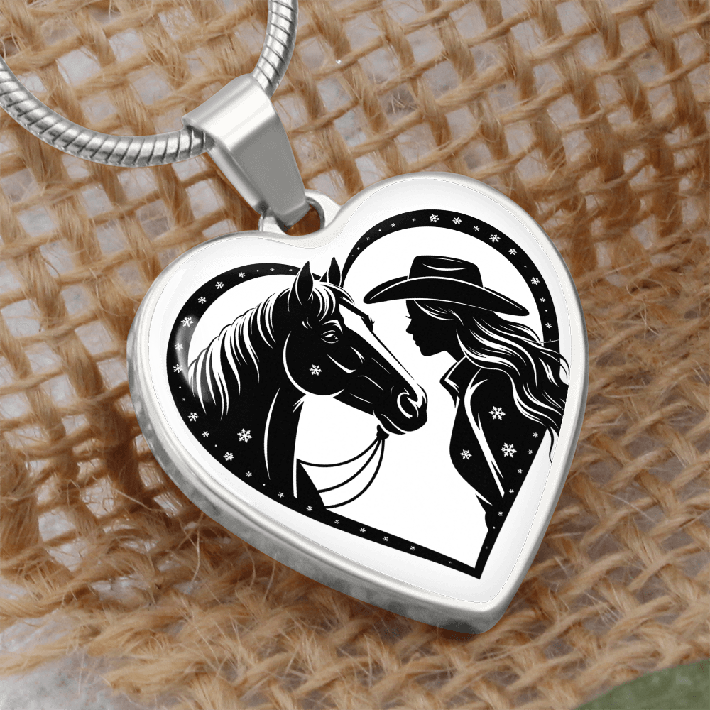 Horse Lover Cowgirl Heart Pendant-Cowgirl and Horse Heart Necklace – Western Jewelry for Women, Country Girl Gift