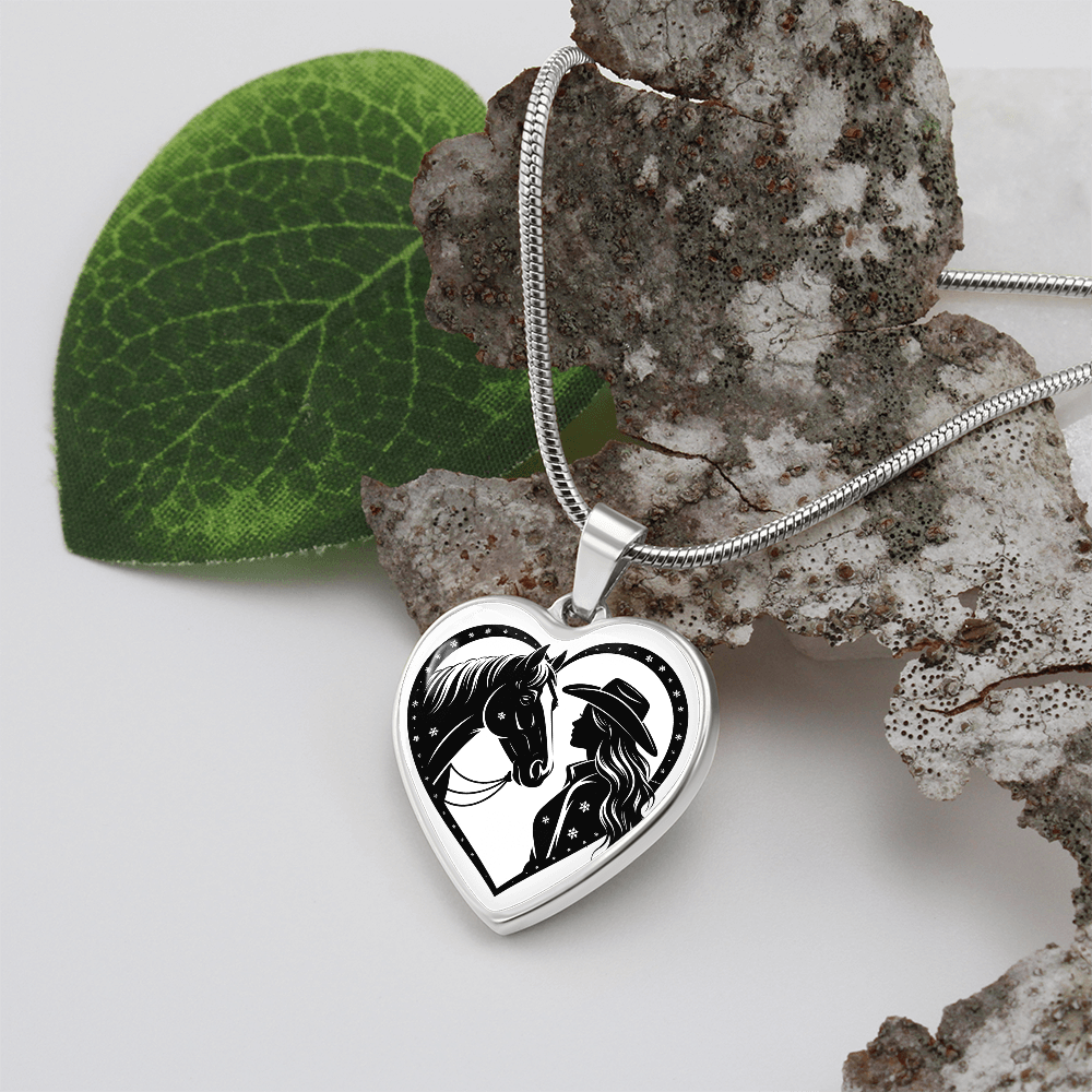 Horse Lover Cowgirl Heart Pendant-Cowgirl and Horse Heart Necklace – Western Jewelry for Women, Country Girl Gift