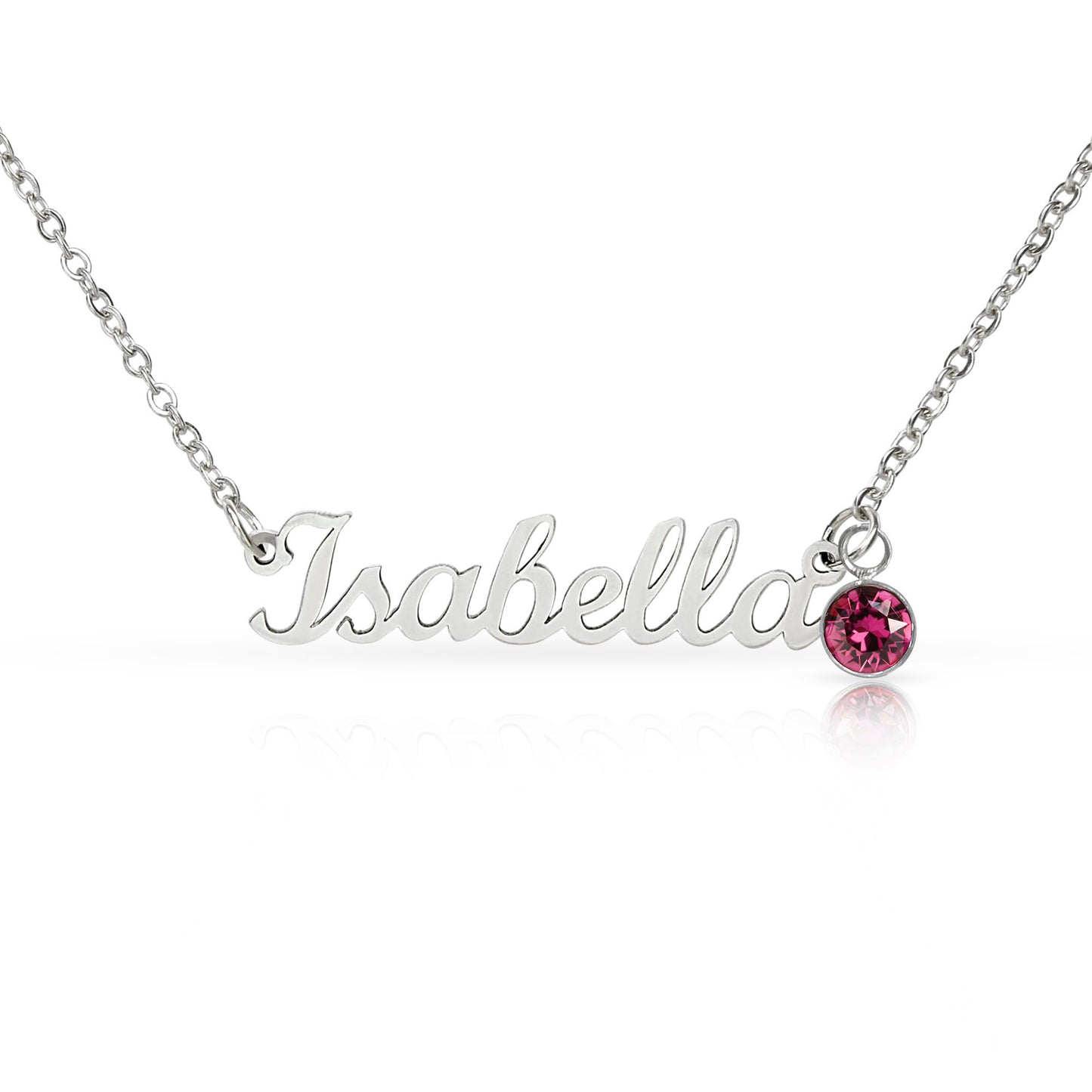 Custom Name Necklace with Birthstone – Personalized Script Name Necklace – Stainless Steel or 18K Gold Finish – Custom Gift for Mom, Grandma, Sister, Wife
