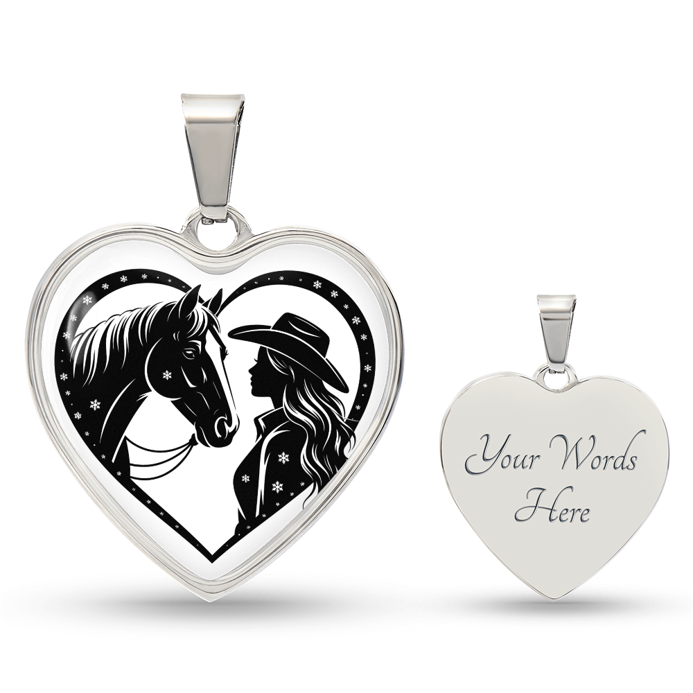 Horse Lover Cowgirl Heart Pendant-Cowgirl and Horse Heart Necklace – Western Jewelry for Women, Country Girl Gift