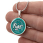 Ovarian Cancer Support Necklace, Fight Cancer Circle Pendant, Strength Courage Hope Jewelry, Survivor Gift, 18K Gold Finish or Stainless Steel