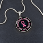 Breast Cancer Support Circle Necklace, Pink Ribbon Survivor Gift, Courage Hope Strength Love, Engravable Stainless Steel or 18K Gold Finish