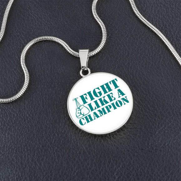Fight Like a Champion Ovarian Cancer Pendant Necklace, Inspirational Ovarian Cancer Support Jewelry, Inspirational Cancer Support Gift
