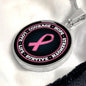 Breast Cancer Support Circle Necklace, Pink Ribbon Survivor Gift, Courage Hope Strength Love, Engravable Stainless Steel or 18K Gold Finish