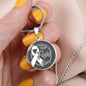Lung Cancer Support Necklace with White Ribbon, Hope Faith Cure Circle Pendant, Personalized Cancer Awareness Gift, Engraving Available
