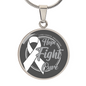 Lung Cancer Support Necklace with White Ribbon, Hope Faith Cure Circle Pendant, Personalized Cancer Awareness Gift, Engraving Available