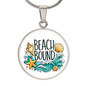 Beach Bound Necklace, Ocean Wave Pendant, Coastal Jewelry Gift, Stainless Steel or 18K Gold Finish Necklace