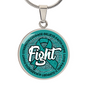 Ovarian Cancer Support Necklace, Fight Cancer Circle Pendant, Strength Courage Hope Jewelry, Survivor Gift, 18K Gold Finish or Stainless Steel