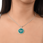 Ovarian Cancer Support Necklace, Fight Cancer Circle Pendant, Strength Courage Hope Jewelry, Survivor Gift, 18K Gold Finish or Stainless Steel